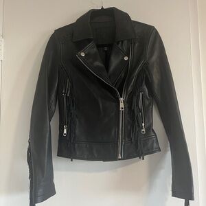 Amaryllis Moto Leather Fringe Jacket